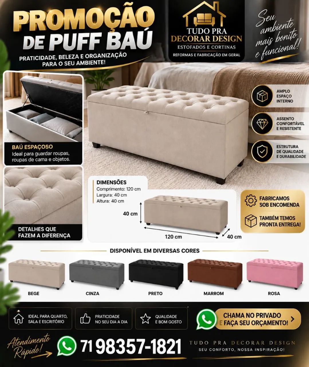 Promoção de puf baú 