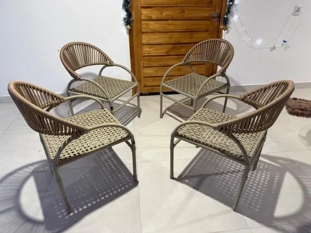 CONJUNTO DE CADEIRA EM CORDÃO E FITA NAUTICA