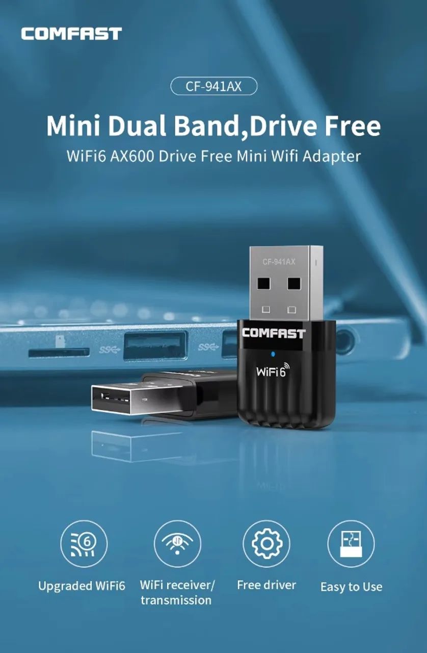 Adaptador Comfast Wifi 6 Usb 600mbps 2.4g 5g - Foto 4