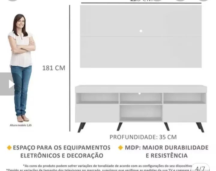 Rack suspenso branco com painel 