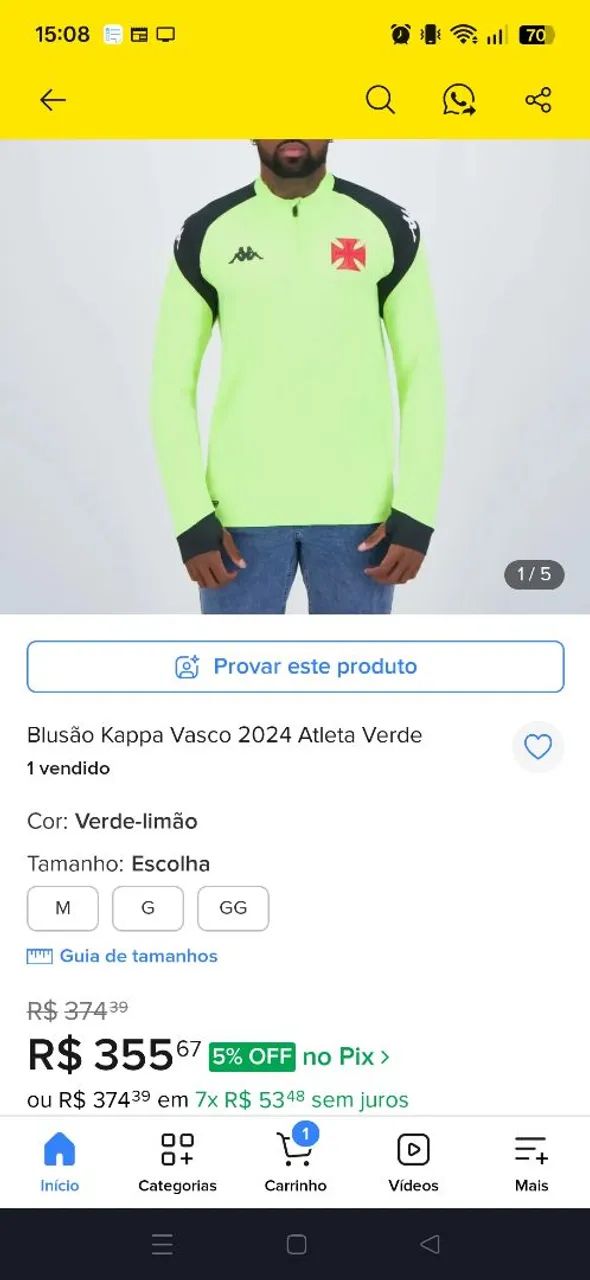 Blusão Vasco Kappa Verde Atleta - Foto 5