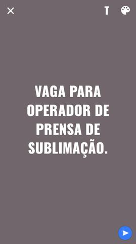 Vaga para operador de prensa de sublimação