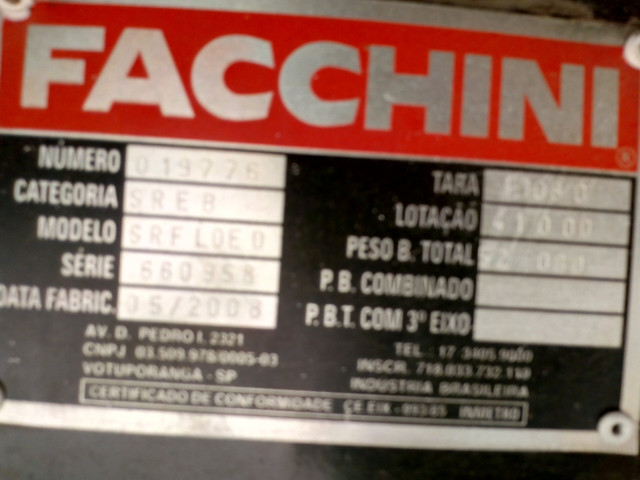 Total Sider Facchini Vanderleia Bobineira 2008 13,60 Mts 2,50Mts Altura Sem Pneus - Foto 8