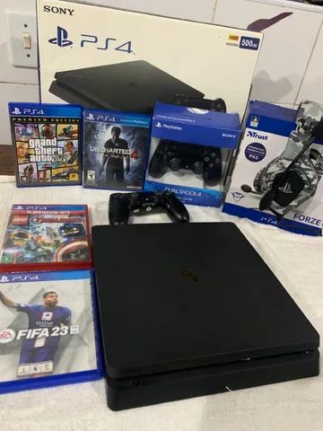 Ps4 Slim com 2 controles e 4 jogos 