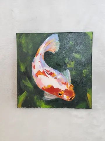 Quadro de Peixe em pintura acrílica tela 20x20 - Foto 2