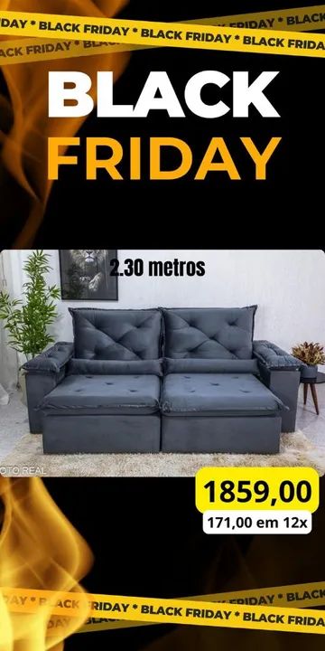 Sofá 3 Lugares Retrátil 2,30m - Entrega grátis  - Foto 4