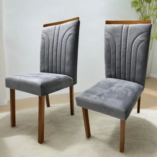 Pronta entrega!! Kit 2 Cadeiras Veneza Veludo Grafite