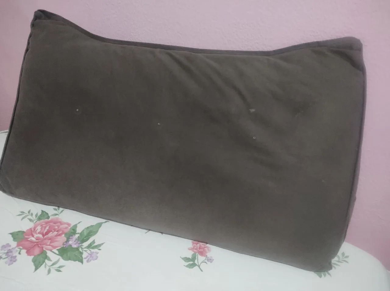 Almofada em Suede Bege encosto de cabeceira  - Foto 2