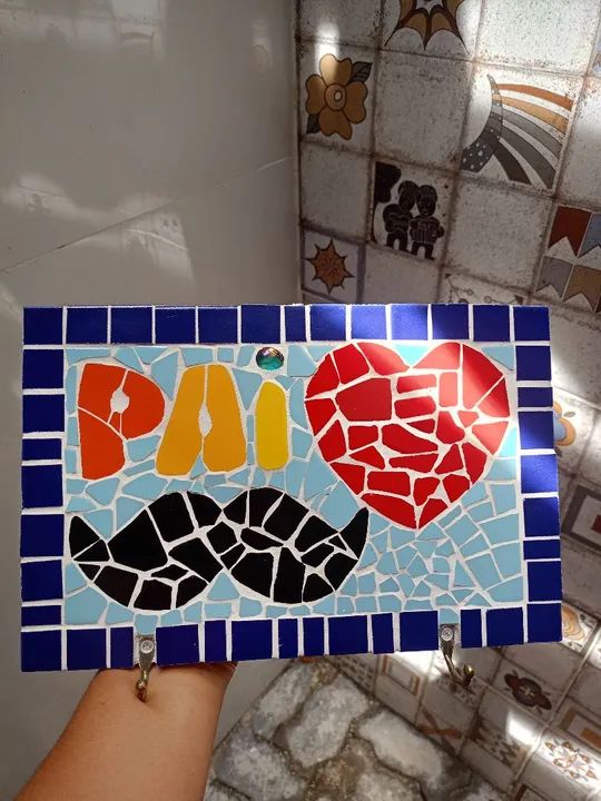 Quadro Decorativo Pai Mosaico tamanho  0.29x0.19