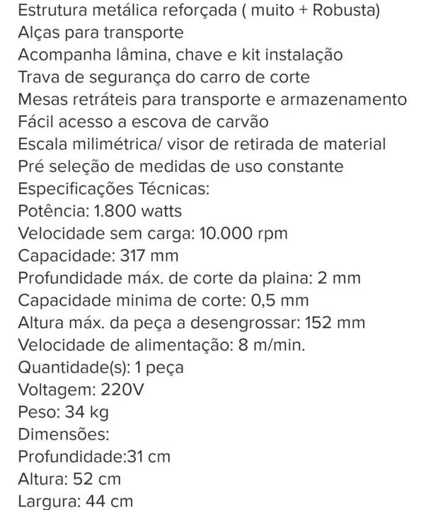Plaina Desengrossadeira 1800w Dw733 - Foto 3