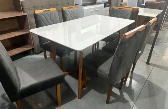 Mesa de jantar 6 lugares luxo top nova direto do fornecedor 
