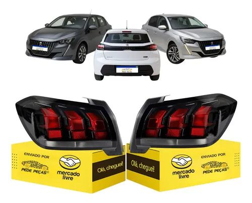 Par Lanterna Sinaleira Peugeot 208 2021 2022 2023 2024 Nova Ambos Lados Vermelho/preto
