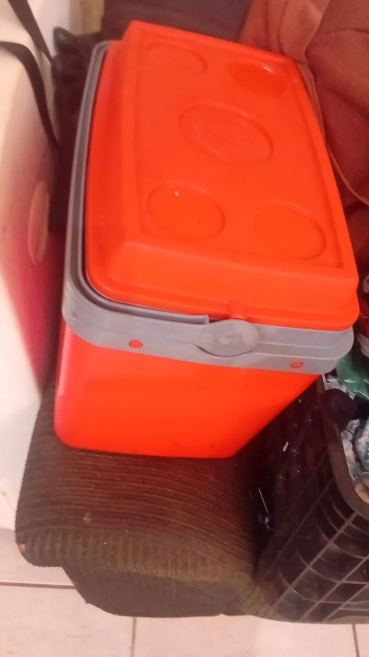 Cooler Térmico Laranja com Tampa