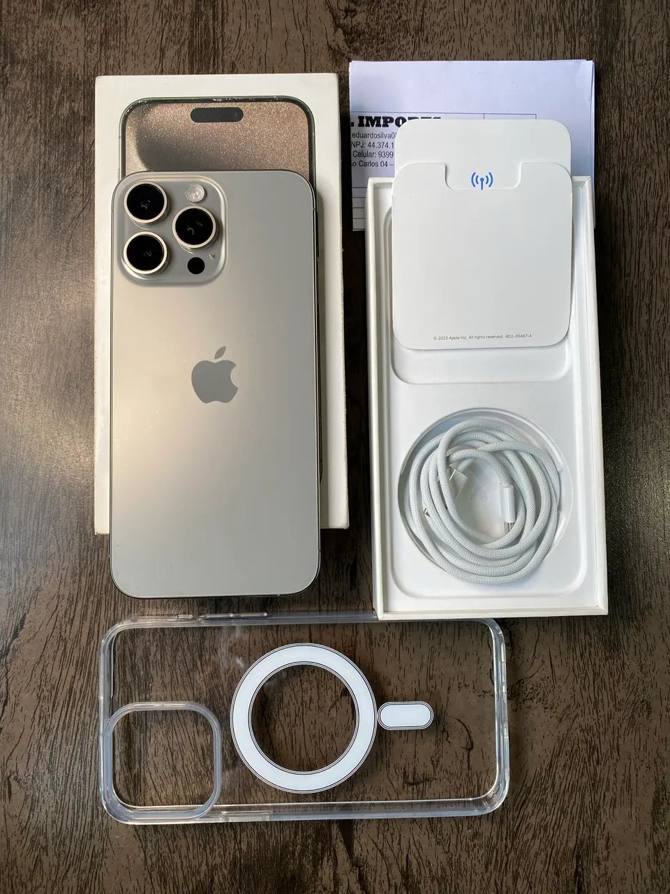 iphone 15 pro max 256GB titânio, caixa, nota e acessórios. Bateria