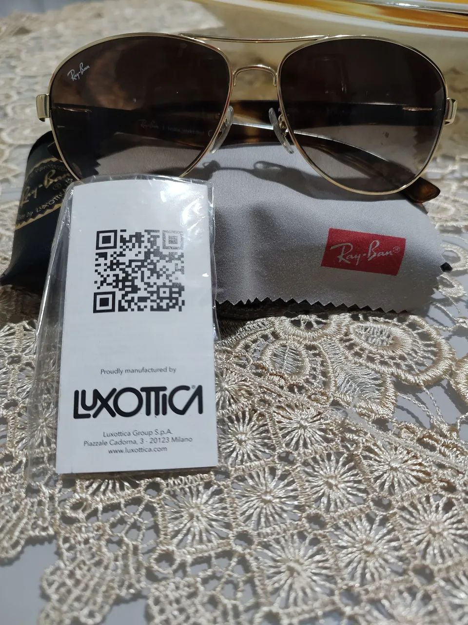Óculos Ray-Ban Aviator Dourado - Original - Foto 4