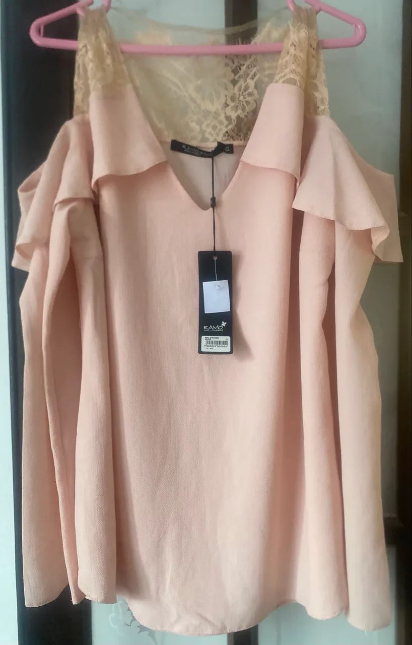 Blusa Rose com Renda - TAM G - R$ 24,99 - Foto 2