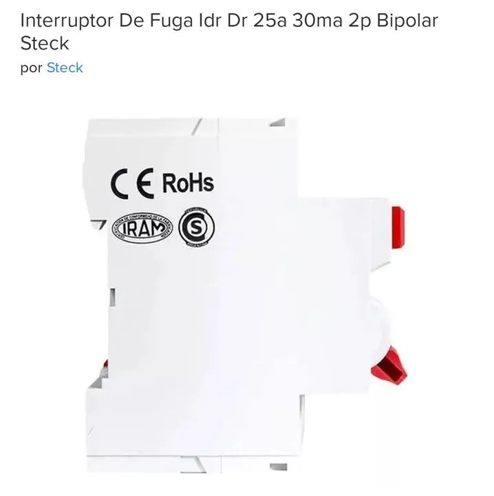 Interruptor Diferencial Steck 25A 30mA 2P Bipolar - Foto 3