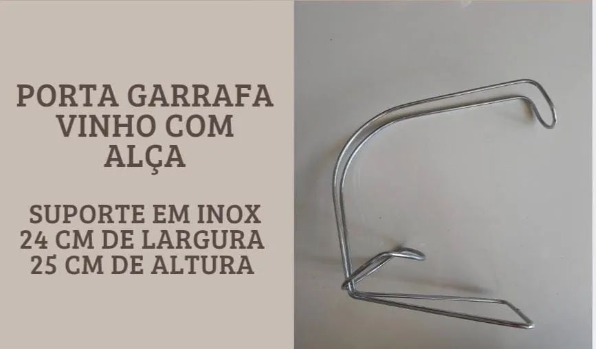 Porta Garrafa de Vinho com Alça em Inox