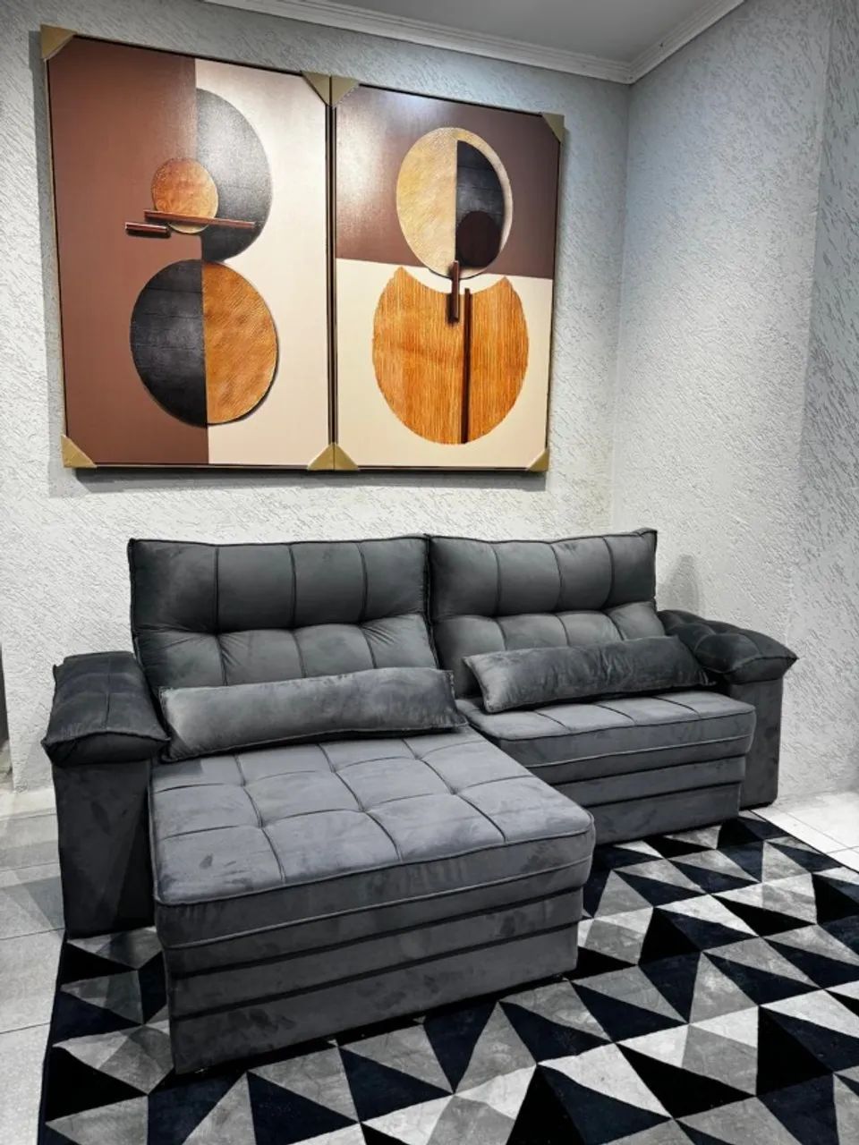 sofa retratil e reclinavel 2,10 cinza