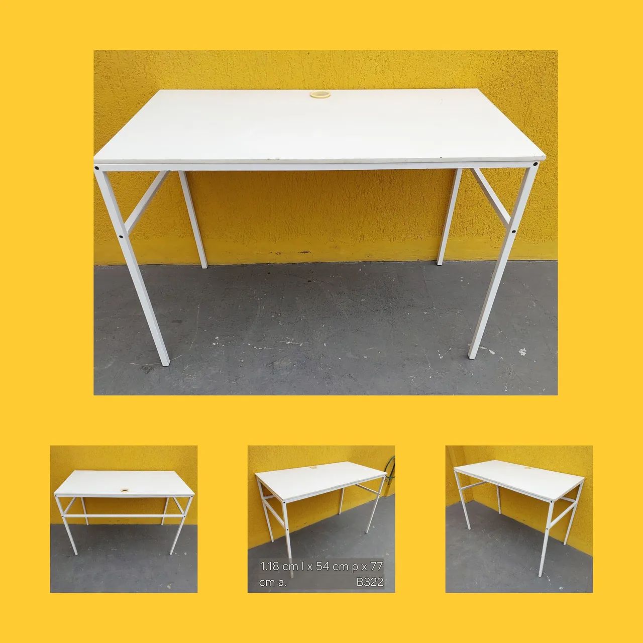Mesa de escritório branca industrial 