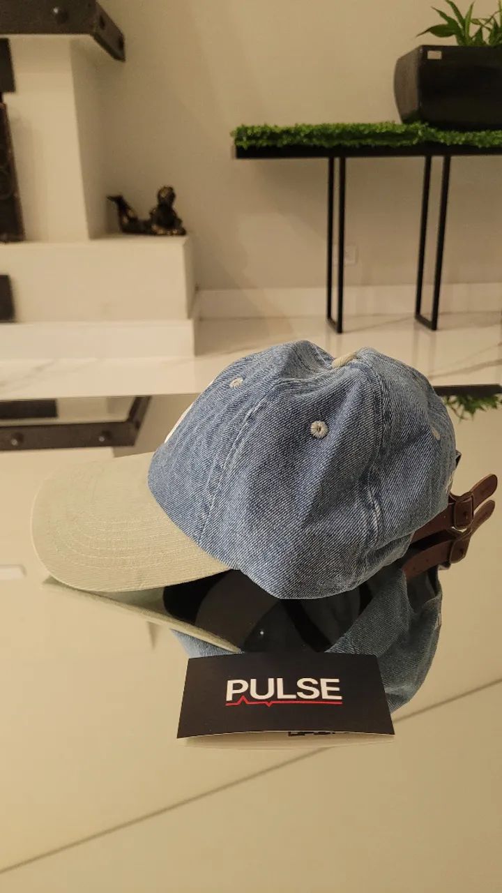 Boné Supreme Pigment Coated S Logo 6-Panel Blue and White