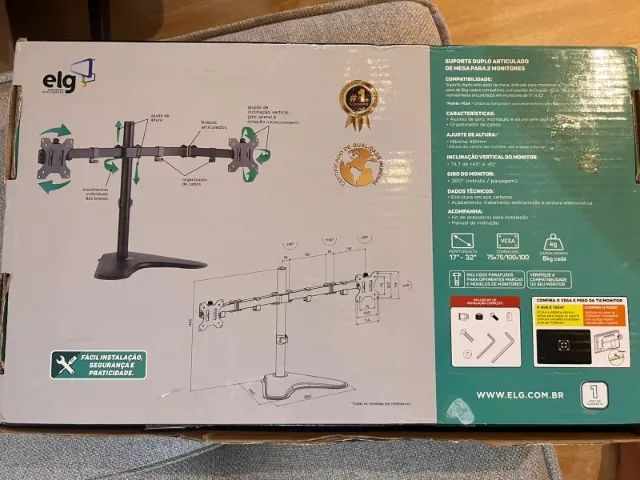 Suporte Duplo de Mesa para Monitores (ELG) - Novo - Foto 3