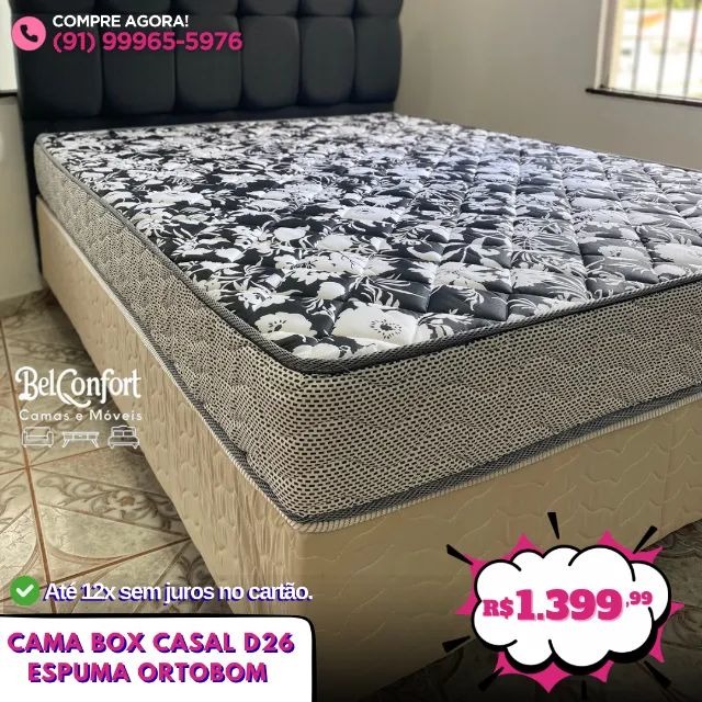 Cama Box Casal Ortobom 100% Espuma D26 Frete Grátis 