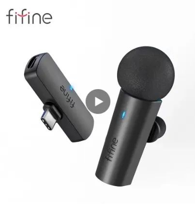 Microfone de lapela sem fio Fifine. Cor Preto