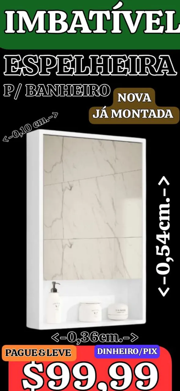 Espelheira para Banheiro Nova - Já Montada