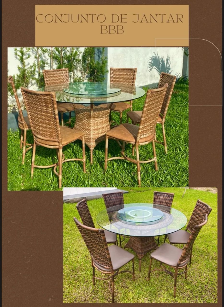 Conjunto de Jantar de Jardim com 6 Cadeiras.