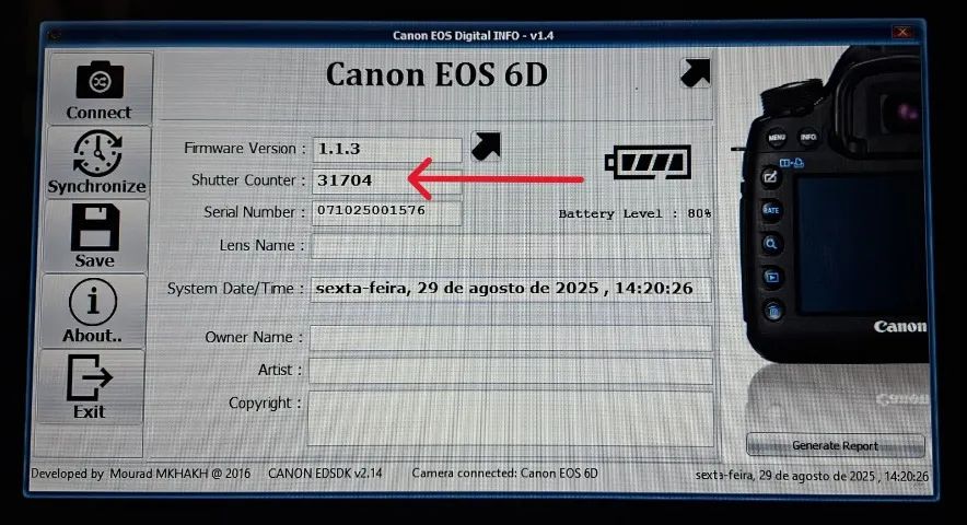 Câmera Canon EOS 6D Full Freme (Corpo)64298051587585124