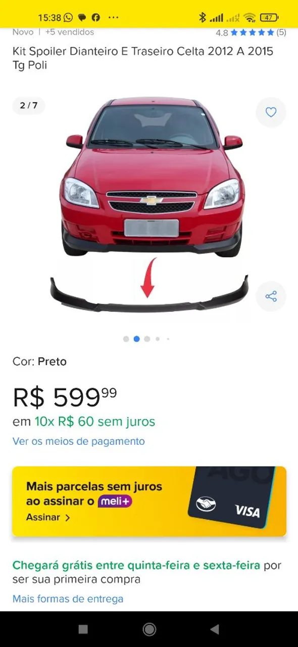 Kit Spoiler Dianteiro e Traseiro Celta 2012 a 2015