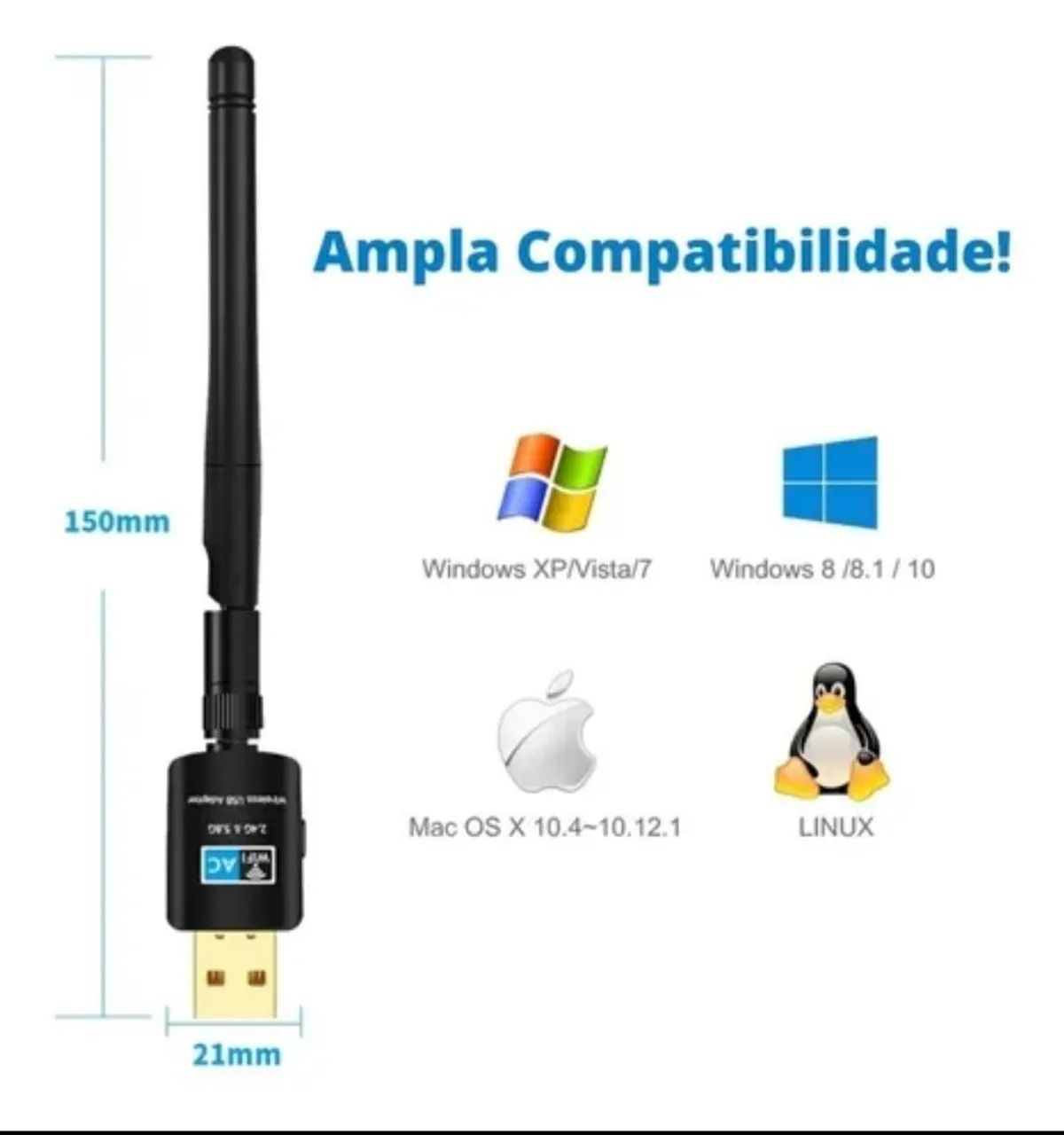 Adaptador Wi-Fi para computador e Notebook | Dual Band 600Mbps - Foto 4