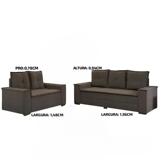 Sofá 2 e 3 lugares Barcelona Cinza - Foto 2