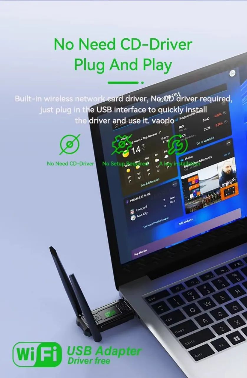 Adaptador Wi-Fi USB com Antenas - Driver Free - Foto 3