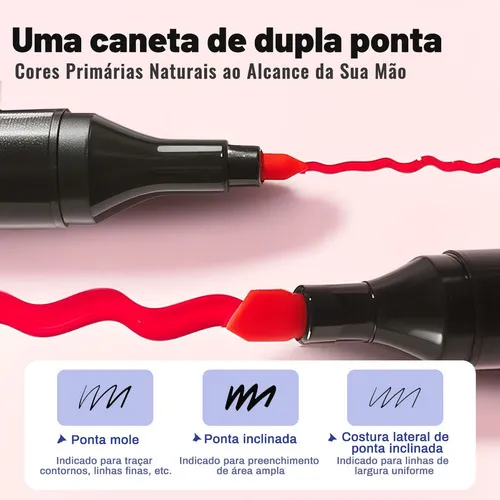 CANETINHAS COLORIDAS MARCADOR TOUCH COM PONTA DUPLA