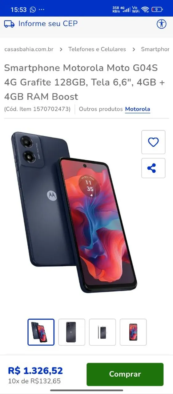 Moto g04s semi novo