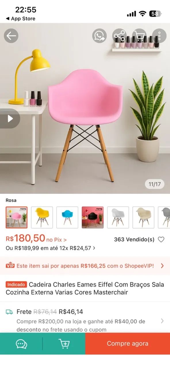 Cadeira Charles Eames Eiffel com braços  - Foto 2