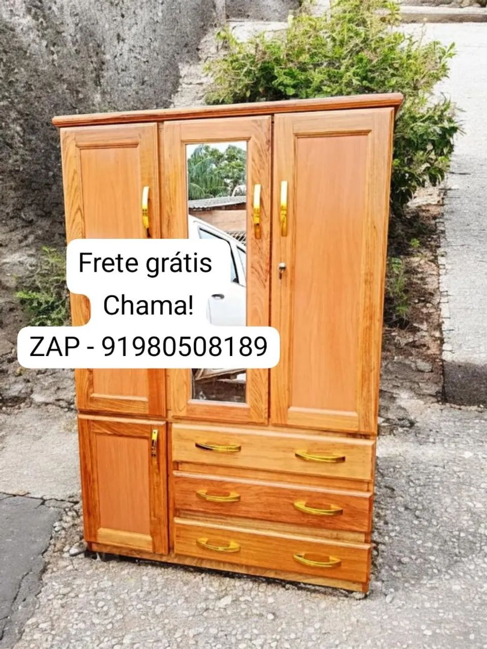 Guarda roupa de solteiro 3 portas com espelho NOVO! - Foto 2