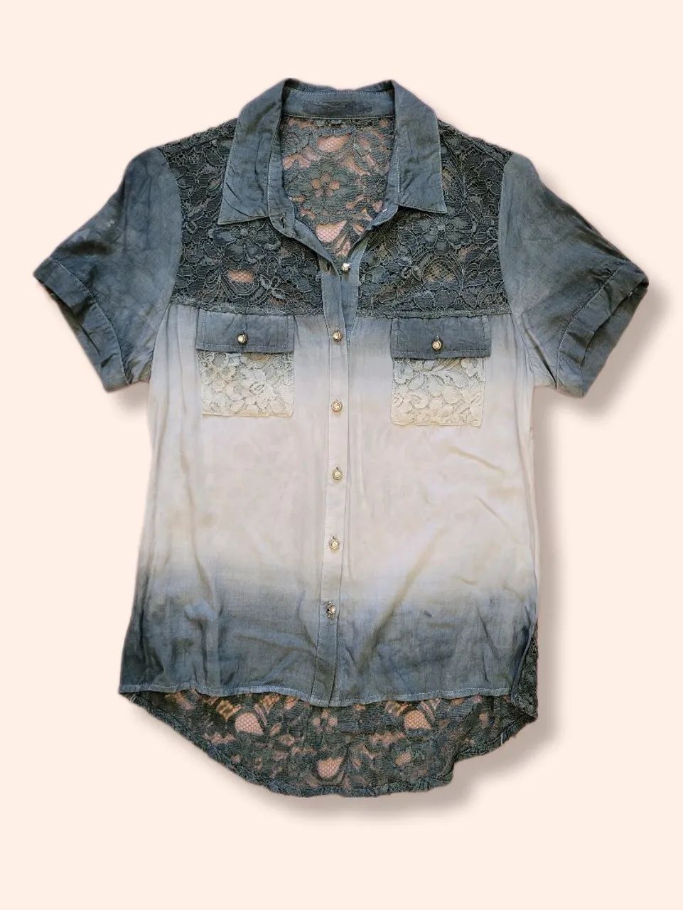 Camisa de Renda Degradê Manga Curta M