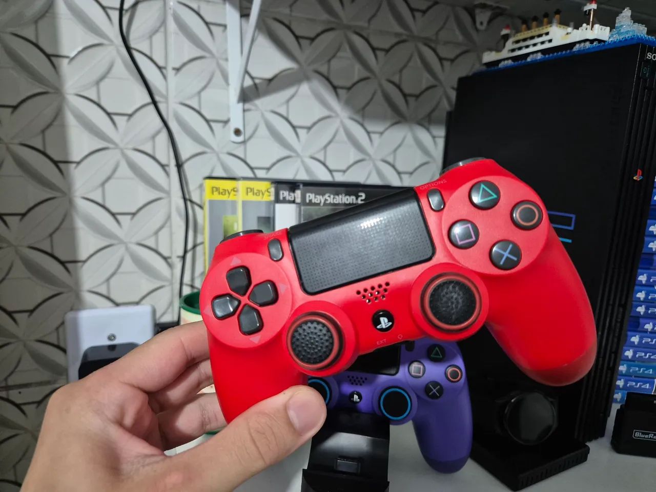 Carcaça Vermelha Controle PS4 JDM-040 - Peças e Acessórios de