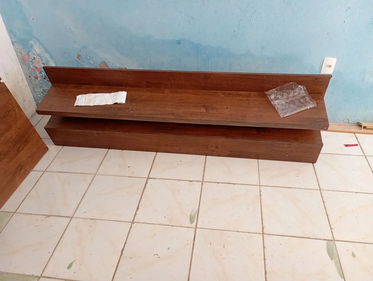 Conjunto rack de baixo e suporte para televisão, madeirado lindo - Foto 2