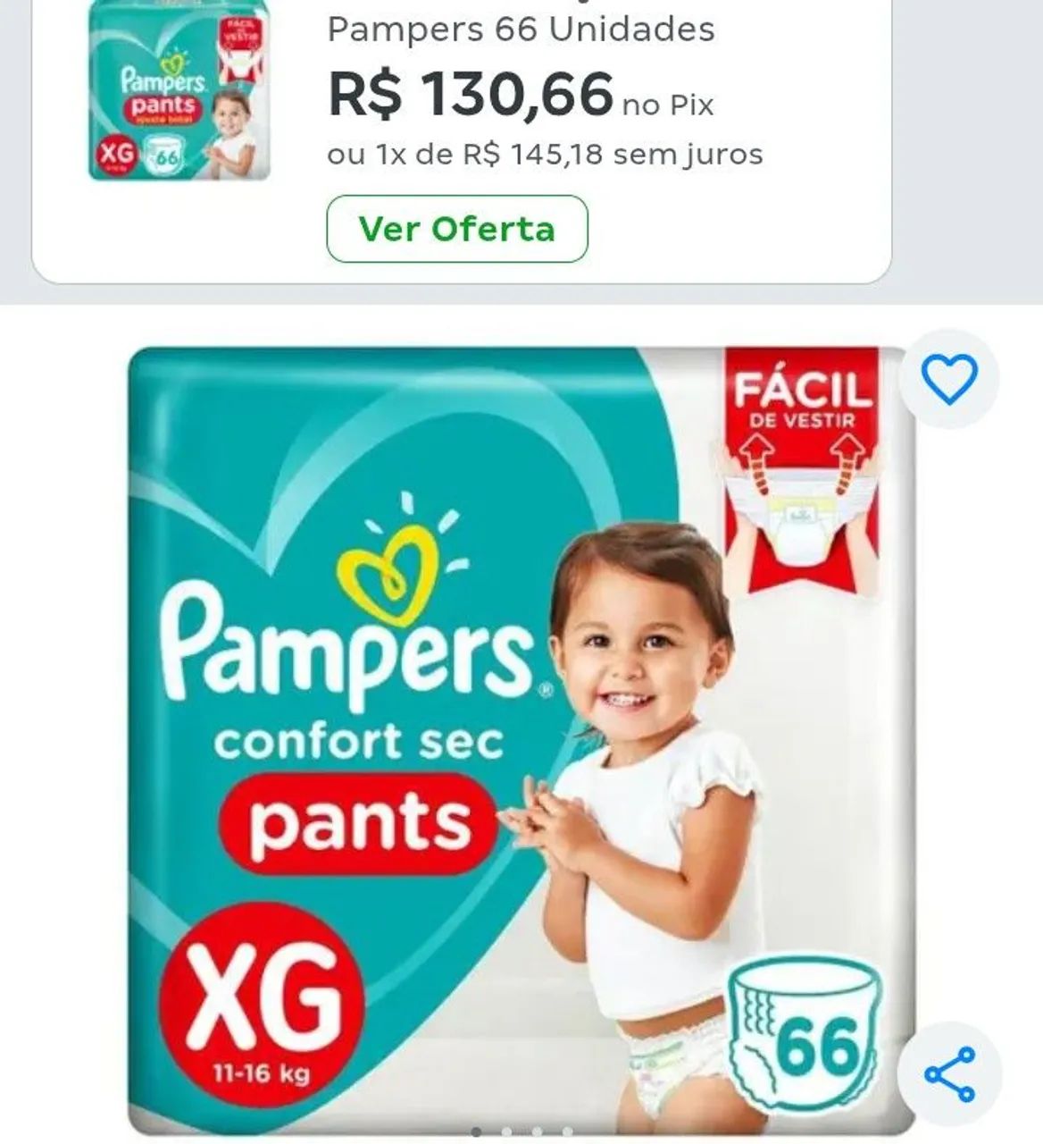 Fraldas descartáveis XG