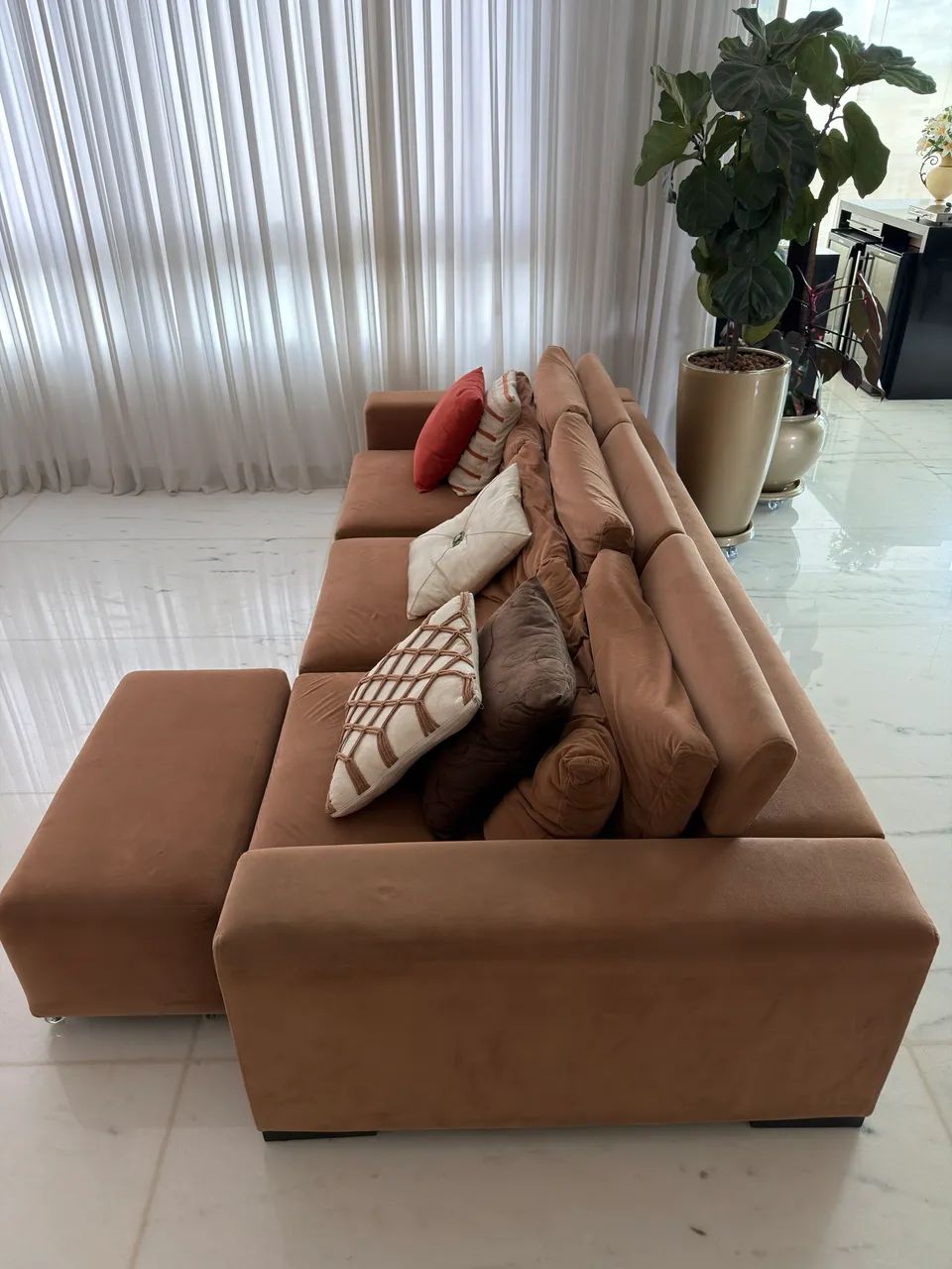 Sofá retrátil 2,80m Prodomo Design Camurça  - Foto 4