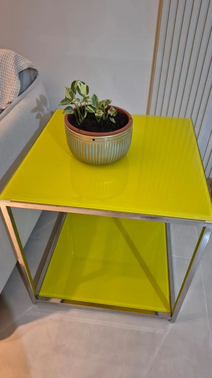 Mesa lateral inox e vidro - Foto 2