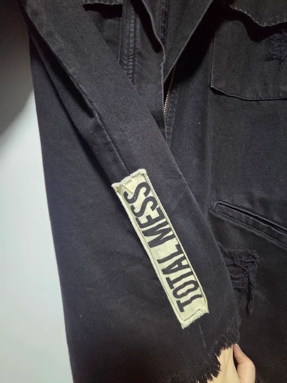 Jaqueta jeans preta Plus Size  - Foto 3