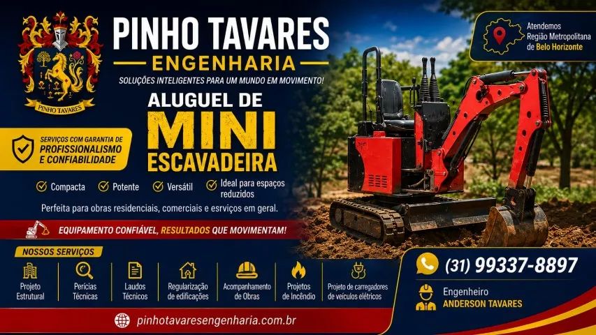 LOCAÇÃO MINI ESCAVADEIRA