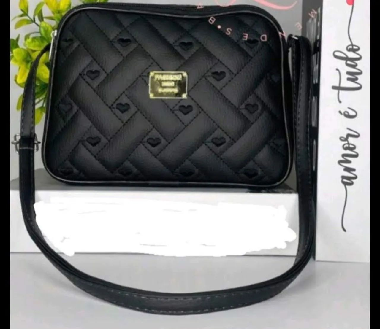 Bolsa de lado com 2 divisórias (Preta)