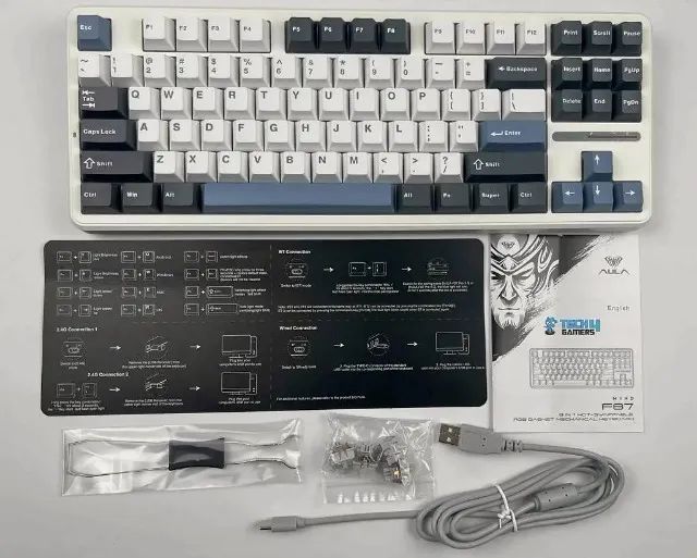 Teclado Mecânico Gamer F87 Sem Fio Branco Inglês Us Novo Tri Mode Hot Swapp