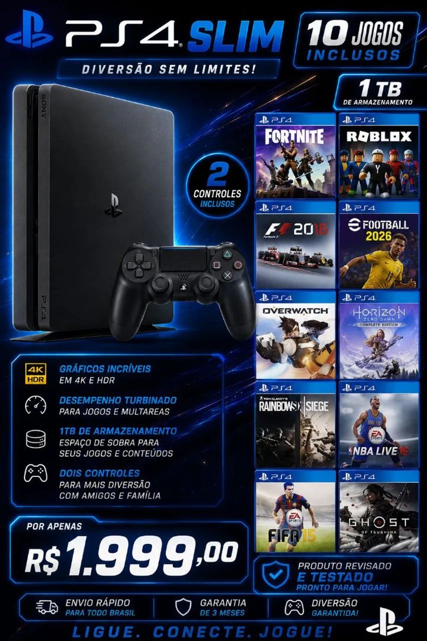 PS4 slim combo completo 